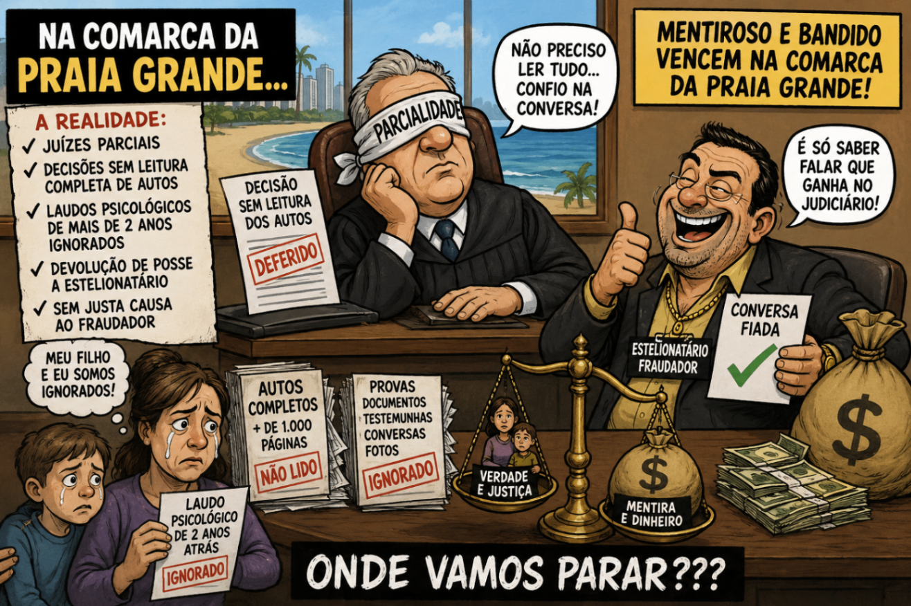 Charge crítica sobre parcialidade no Judiciário